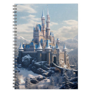 Fantasy digital castle in the mountains notebook