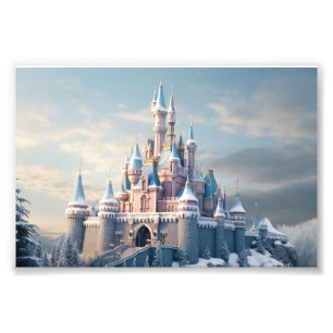 Fantasy digital castle in the mountains photo print
