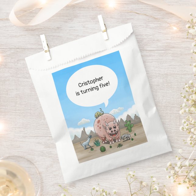 Fantasy dinosaur birthday favour bag (Clipped)