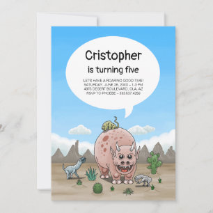 Fantasy dinosaur birthday invitation