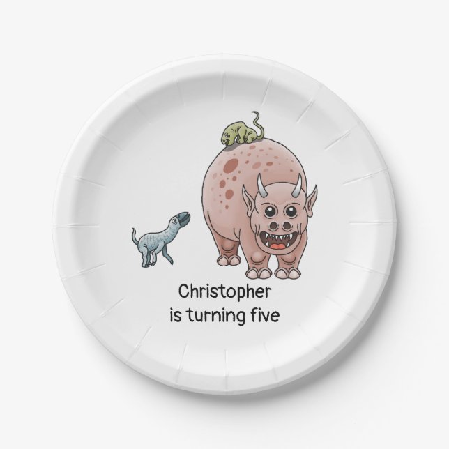 Fantasy dinosaur paper plate (Front)