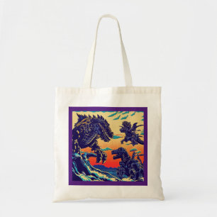 Fantasy Dinosaur Robots Anime - Woodcut 1 Tote Bag