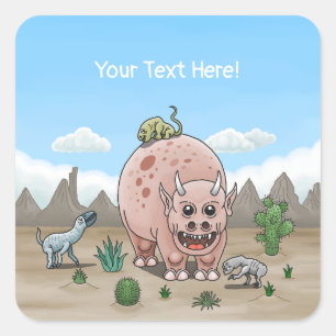 Fantasy dinosaur square sticker