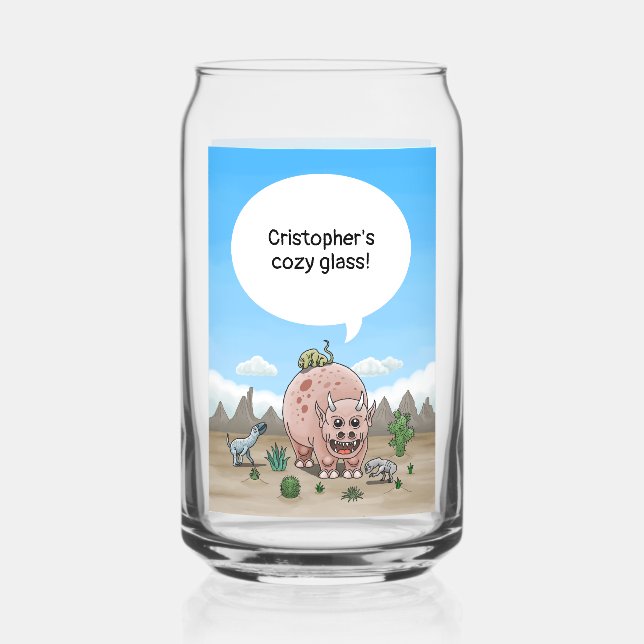 Fantasy Dinosaurs Can Glass (Front)