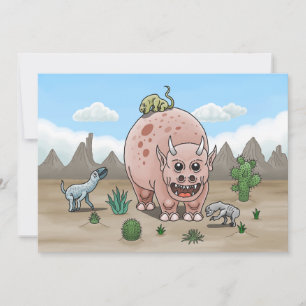 Fantasy dinosaurs in the desert card