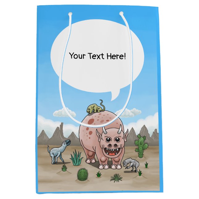 Fantasy Dinosaurs in the Desert Medium Gift Bag (Front)