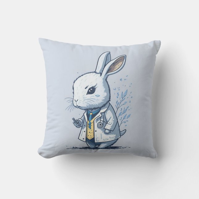 fantasy doctor nurse healer bunny rabbit cushion (Front)