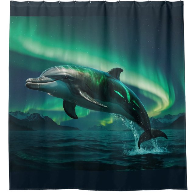 Fantasy Dolphin & Aurora Shower Curtain (Front)