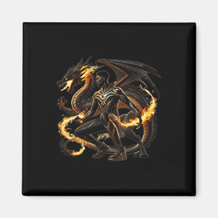 Fantasy Dragon African American Black Man Superher Magnet