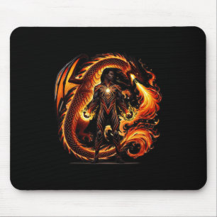 Fantasy Dragon African American Black Man Superher Mouse Pad