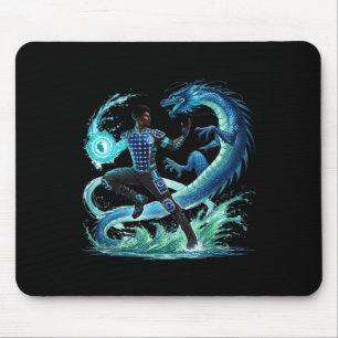 Fantasy Dragon African American Black Man Superher Mouse Pad