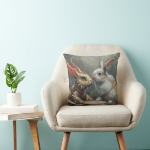 Fantasy Dragon and Rabbit Cushion