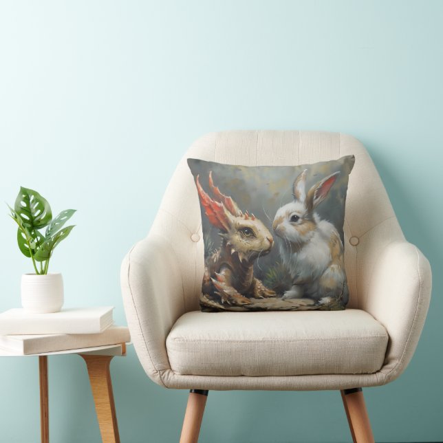 Fantasy Dragon and Rabbit Cushion (Chair)