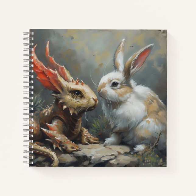 Fantasy Dragon and Rabbit Notebook (Front)
