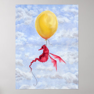 Fantasy Dragon Art Poster - Up in the Air
