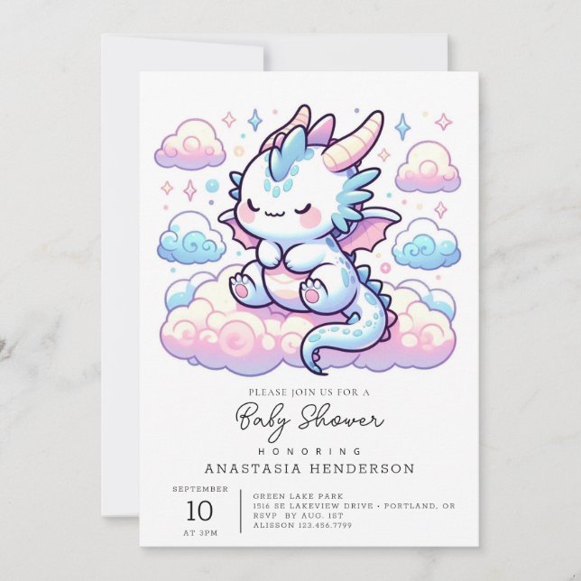 Fantasy Dragon Baby Shower Invitation (Front)