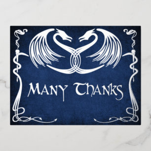 Fantasy Dragon Blue Wedding Thank You Card