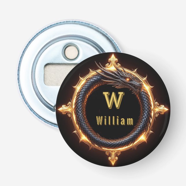 ✨ Fantasy Dragon Custom Name Ring Bottle Opener (Front)
