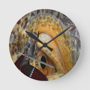 Fantasy Dragon Folk Tale Round Clock