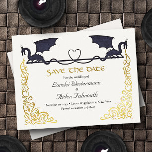 Fantasy Dragon Gamer Wedding Save the Date Card