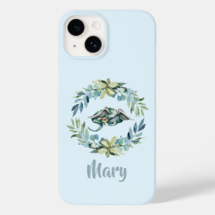 Fantasy Dragon in Eucalyptus Wreath I Love Dragons Case-Mate iPhone 14 Case