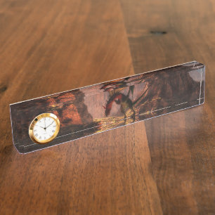 Fantasy dragon in the mountains nameplate