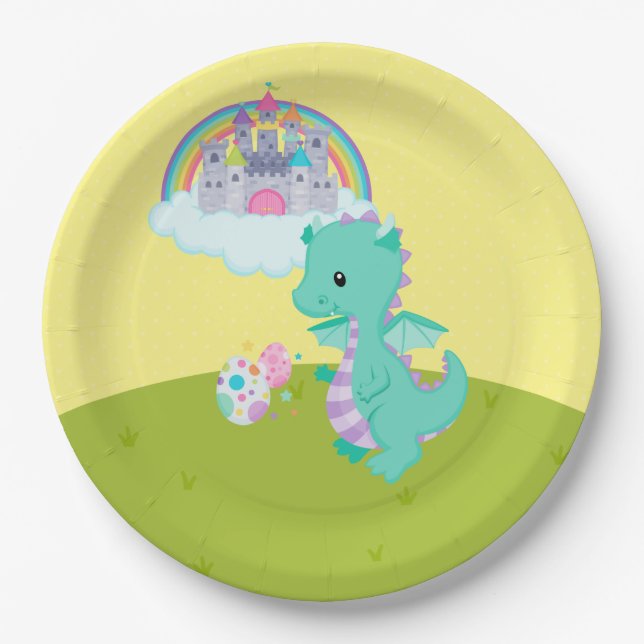 Fantasy Dragon Kids Party Paper Plate (Front)