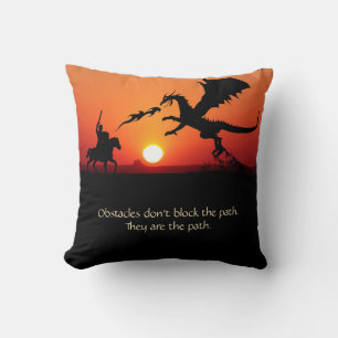 Fantasy Dragon  Knight Inspirational Motivational Cushion