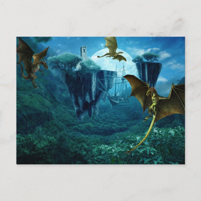 Fantasy Dragon Landscape scene Postcard (Front)
