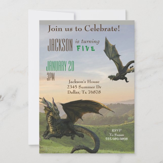 Fantasy Dragon Magic Serpent Birthday Party Invitation (Front)