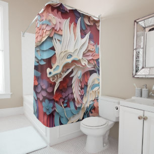 Fantasy Dragon Mediaeval Abstract Design Unique Shower Curtain
