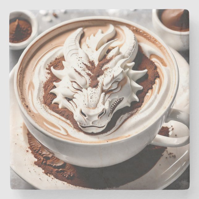 Fantasy Dragon Modern Abstract Animal Art Stone Coaster (Front)