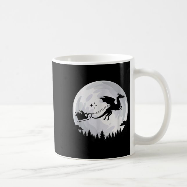 Fantasy Dragon Moon Sleigh, Santa Pulled By Dragon Coffee Mug (Right)