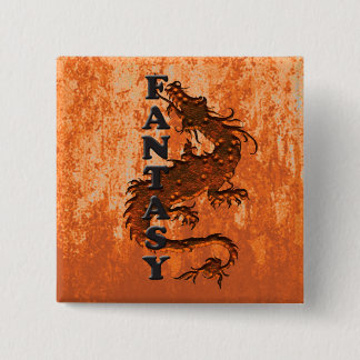 FANTASY dragon on rust 15 Cm Square Badge