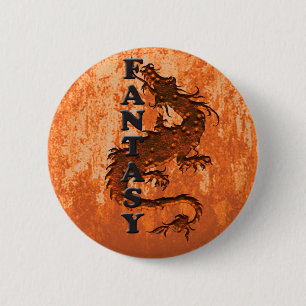 FANTASY dragon on rust 6 Cm Round Badge