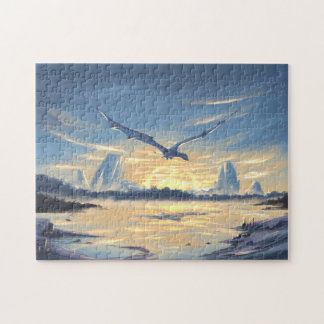 Fantasy dragon over the sea jigsaw puzzle