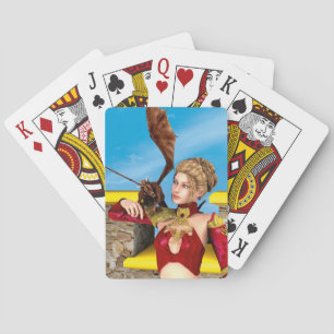 Fantasy Dragon Princess Digital Art Playing Cards