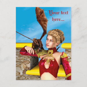 Fantasy Dragon Princess Digital Art Postcard