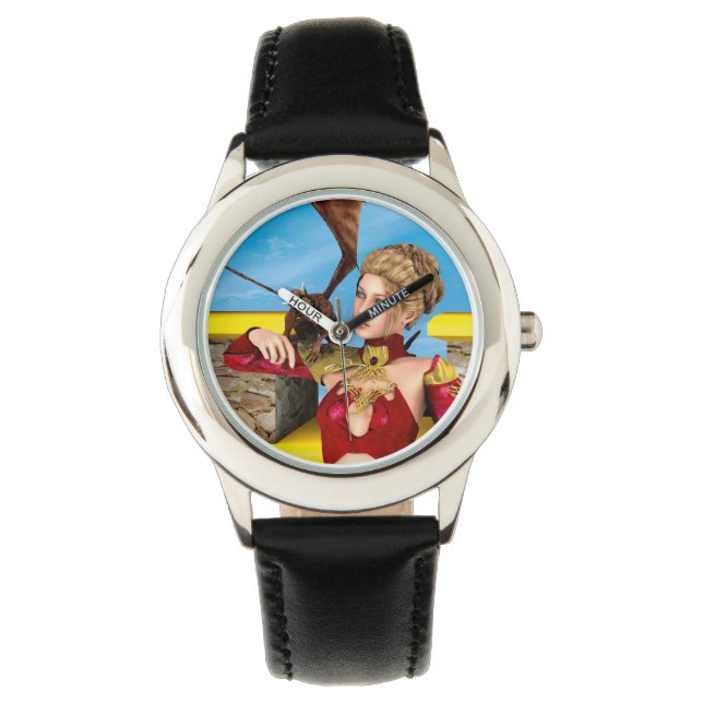Fantasy Dragon Princess Digital Art Watch (Front)