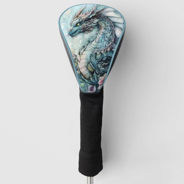 Fantasy Dragon Surrounded by Roses Golf Head Cover (Front)