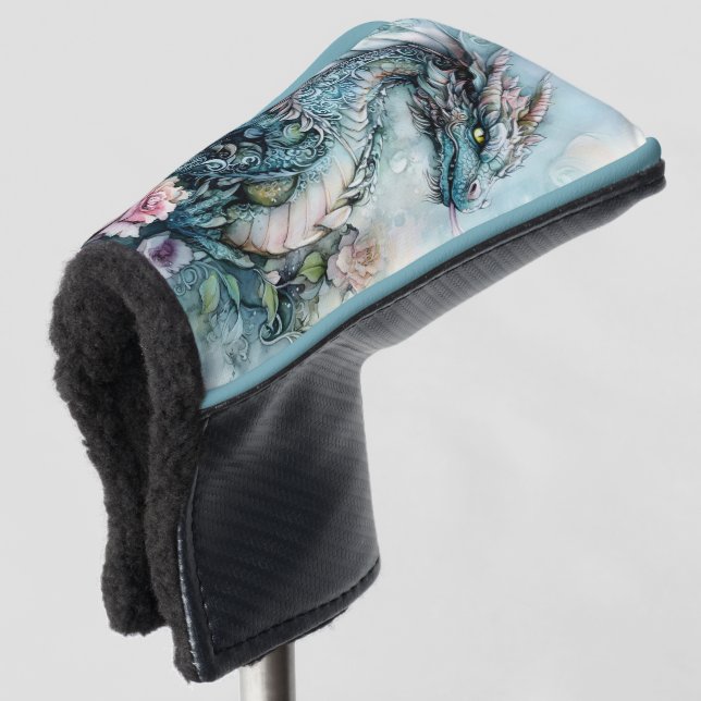 Fantasy Dragon Surrounded by Roses Golf Head Cover (3/4 Front)