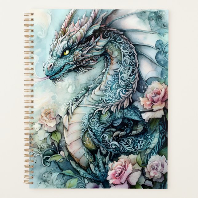 Fantasy Dragon Surrounded by Roses Planner (Front)
