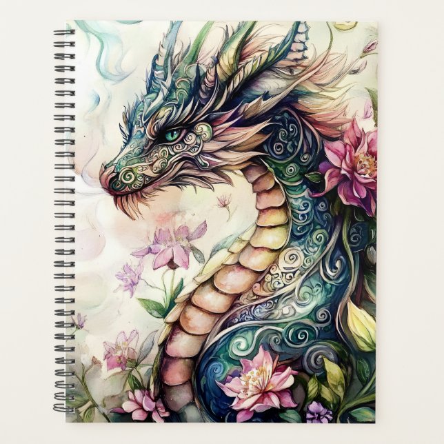 Fantasy Dragon Surrounded by Roses Planner (Front)