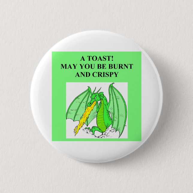 fantasy dragon toast 6 cm round badge (Front)