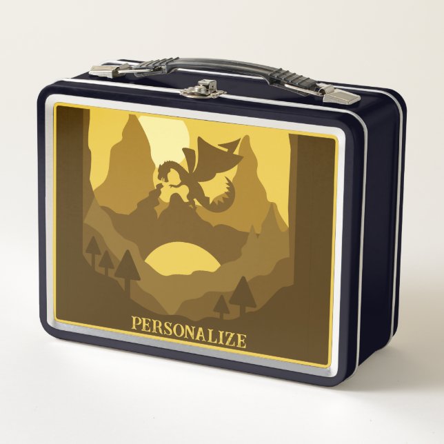 Fantasy Dragon Wings Mountain Personalised Metal Lunch Box (Front)