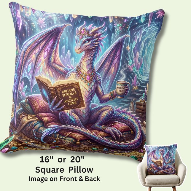 Fantasy Dragon with Book & Coffee Cushion (Creator Uploaded)