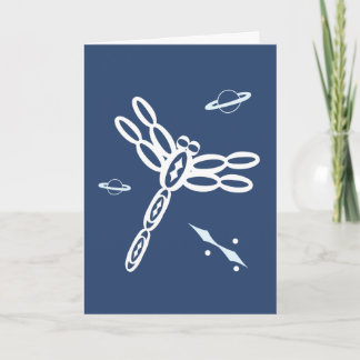 Fantasy Dragonfly and OuterSpace Rift, blue, white Card