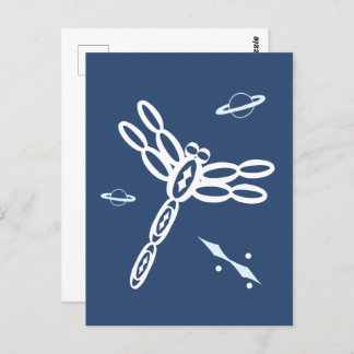 Fantasy Dragonfly and OuterSpace Rift, blue, white Postcard