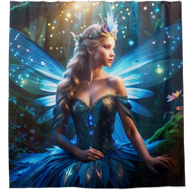Fantasy Dragonfly Fairy Princess Shower Curtain (Front)