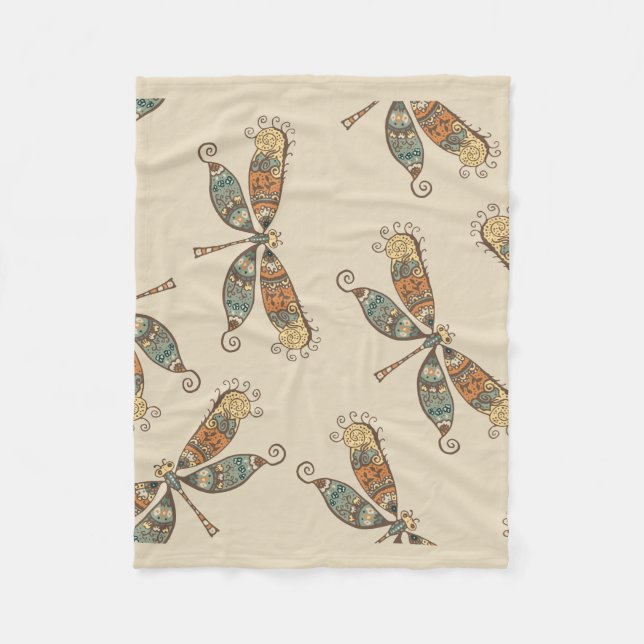 Fantasy Dragonfly Fleece Blanket (Front)